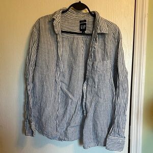 GAP linen women’s Blue and White Striped Shirt